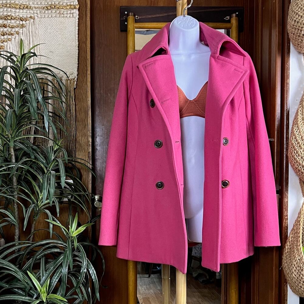 Vintage Y2K J.Crew Wool Peacoat Womens TM Pink Thinsulate Double Breasted Coat - Picture 5 of 16